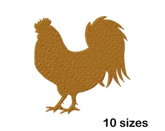 Rooster Silhouette Machine Embroidery Design, Rustic Farmhouse Pattern, Digital Download