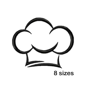 Chef Hat Embroidery Design, Instant Download in 8 Sizes