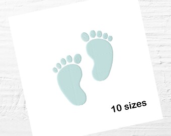 Baby Footprints Silhouette Machine Embroidery Design