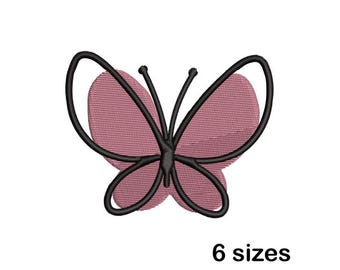 Butterfly Machine Embroidery Design, Line Art Wings Embroidery File, Instant Download