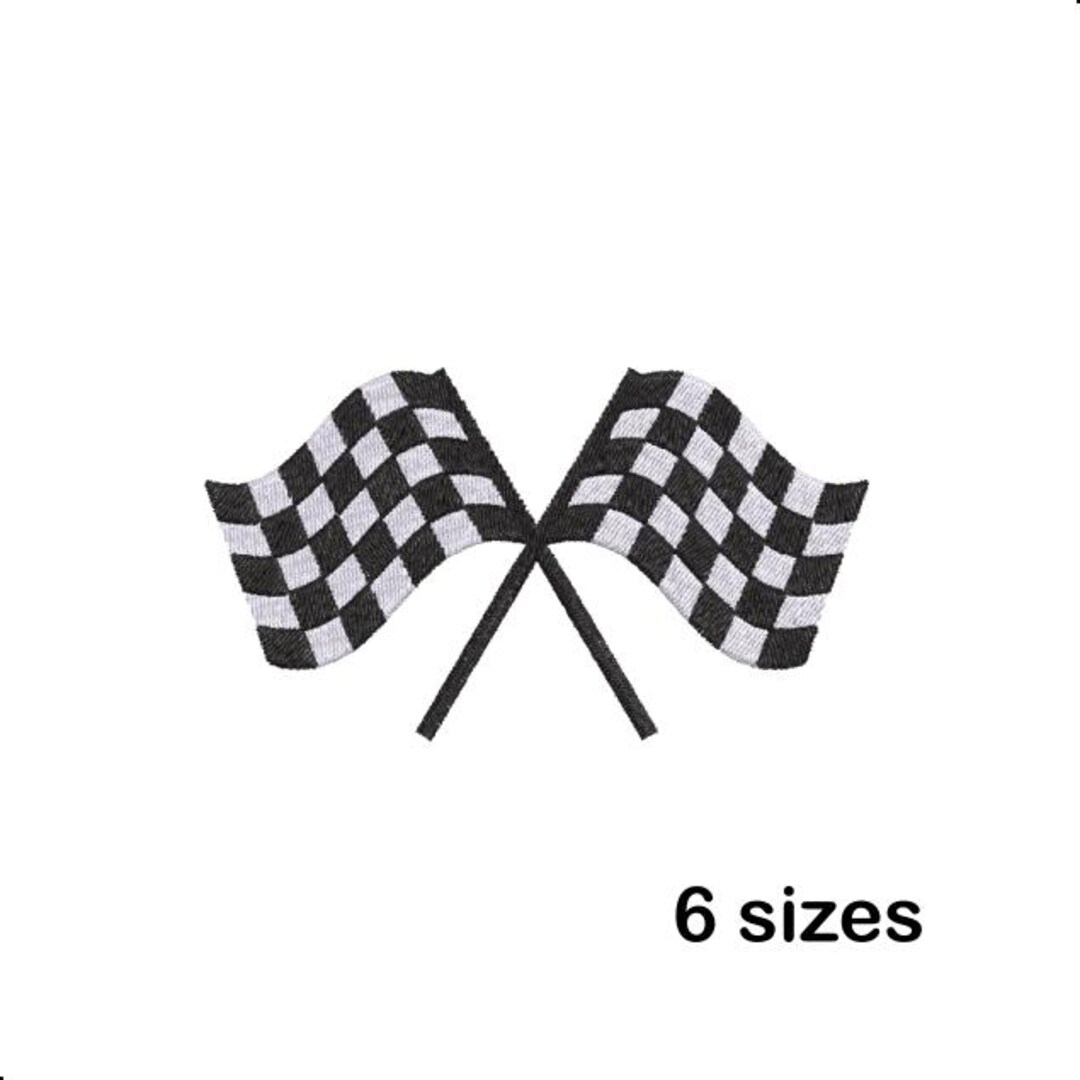 Crossed Racing Flags Machine Embroidery Design, Checkered Finish Line ...