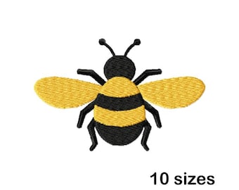May include: A black and yellow bee embroidery design with 10 sizes.