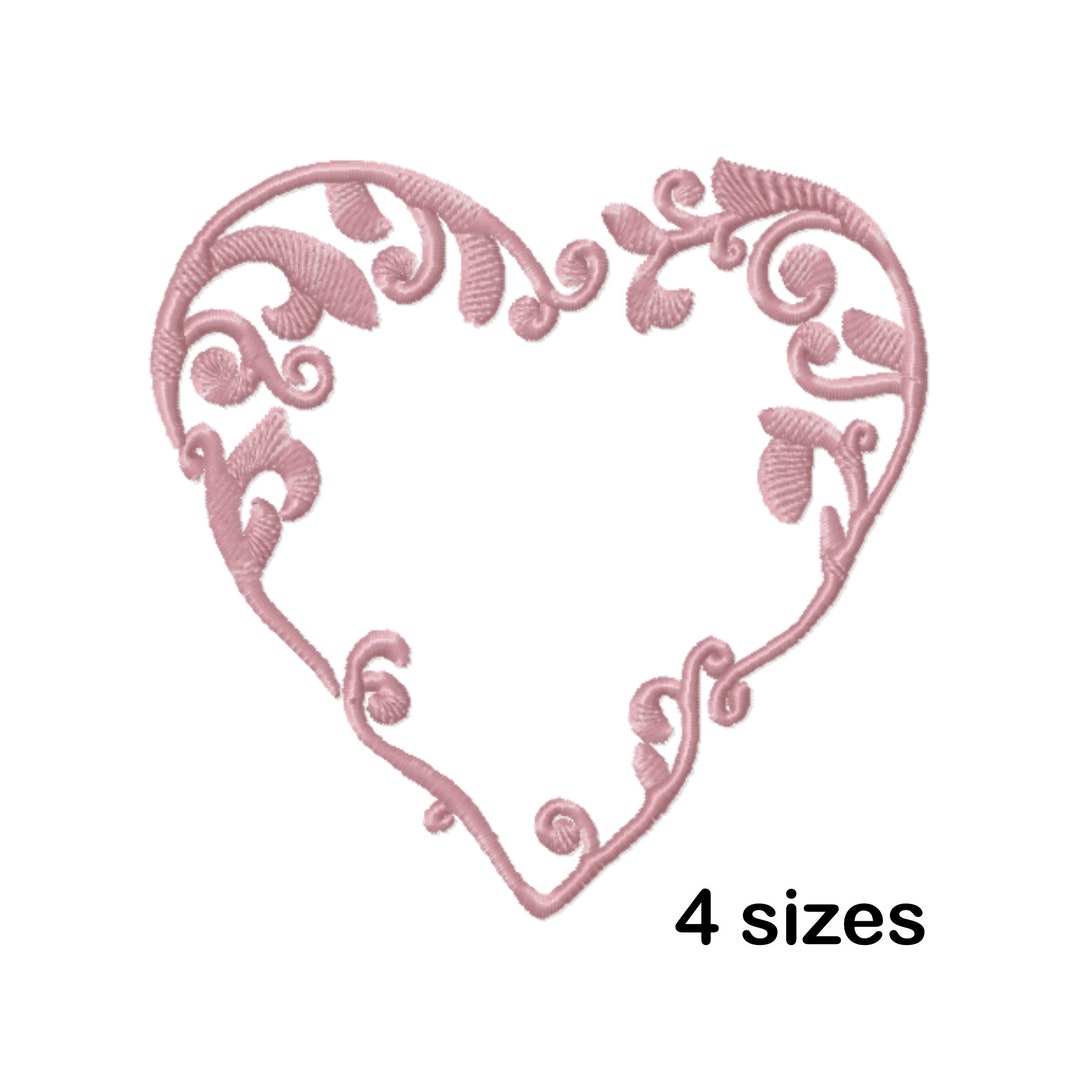 Heart Monogram Frame Embroidery Design, Instant Download in 4 Sizes - Etsy