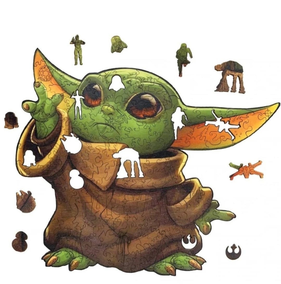 Wood Puzzle Baby Yoda Star Wars Wood Puzzle Grogu Mandalorian Harry Potter Etsy
