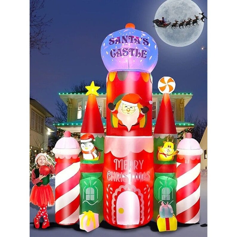 Christmas Inflatable Santa's Candy Cane Castle 10ft Tall Etsy