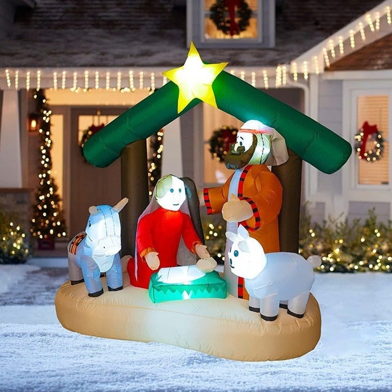 Christmas Inflatable Jesus Nativity Scene 5.5ft Tall Etsy