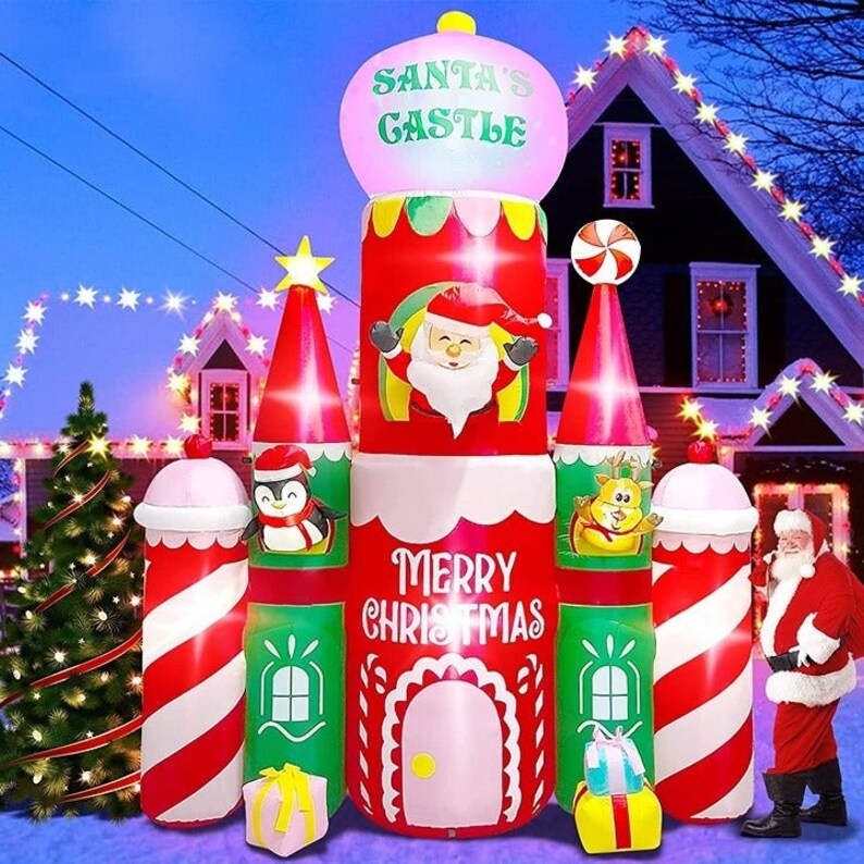 Christmas Inflatable Santa's Candy Cane Castle 10ft Tall Etsy