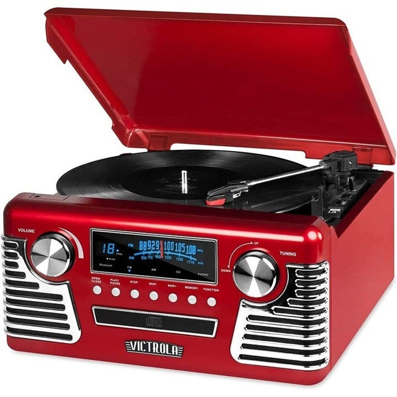 50's Retro Bluetooth Record Player Multimedia With Etsy