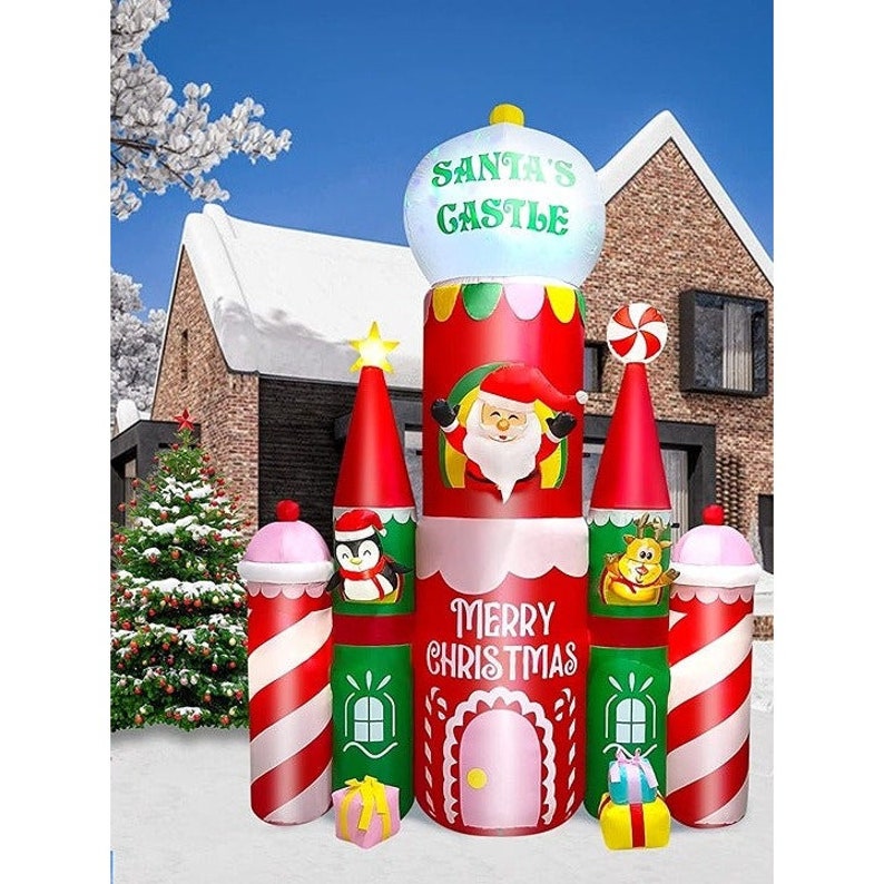 Christmas Inflatable Santa's Candy Cane Castle 10ft Tall Etsy
