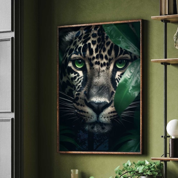 Leopard Portrait im Dschungel Leopard Poster Premium AP3045 / Animal Art / Wandbild Wandbilder