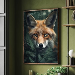 Fuchs Portrait im Dschungel Fox Poster Premium AP3046 / Animal Art / Wandbild Wandbilder