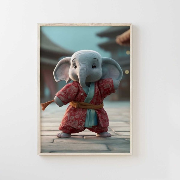 Elefanten portrait / Kung Fu / Elephant Poster Premium AP3109 / Animal Art / Wandbild Wandbilder