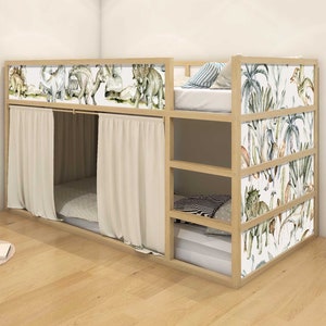 Aufkleber für IKEA KURA Kinderbett Klebefolie Möbelfolie Pegatina Kinderzimmer Bett Dschungel Dinosaurier (Ohne Möbel) IKB503