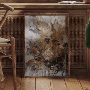 Abstrakte Kunst mit Acryl / beige & goldene Töne / Poster Premium AP3055 / Abstract Art / Wandbilder