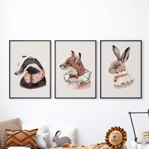 Kinderzimmer Poster Set Premium P774 / Tierpotraits Babyzimmer Wandbild Wandbilder