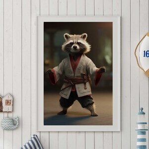 Ritratto Waschbär / Kung Fu / Racoon Poster Premium AP3122 / Arte animale / Wandbild Wandbilder
