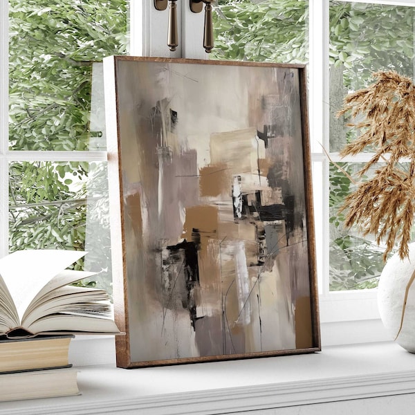 Abstrakte Kunst mit Acryl / beige Töne / Poster Premium AP3054 / Abstract Art / Wandbilder