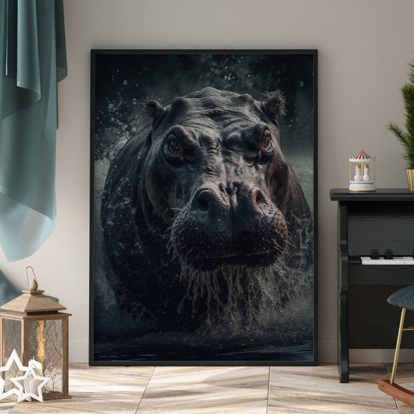 Nilpferd Portrait im Wasser Hippo Poster Premium AP3026 / Animal Art / Wandbild Wandbilder