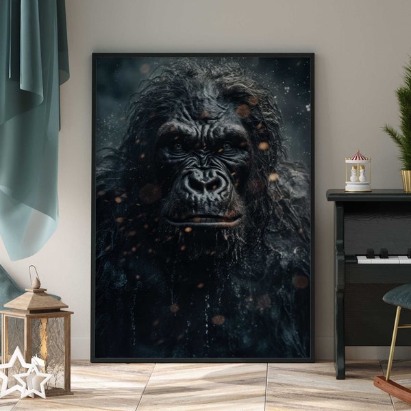 Gorilla Portrait im Wasser Gorilla Poster Premium AP3036 / Animal Art / Wandbild Wandbilder
