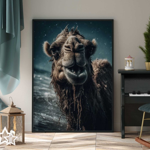 Kamel Portrait im Wasser Camel Poster Premium AP3039 / Animal Art / Wandbild Wandbilder