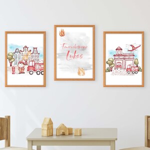 Kinderzimmer Poster Set Premium P767 / Feuerwehrmann Lukas Babyzimmer Wandbild Wandbilder