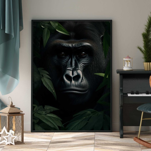 Gorilla Portrait im Dschungel Gorilla Poster Premium AP3048 / Animal Art / Wandbild Wandbilder