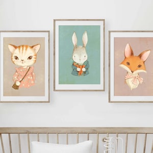 Kinderzimmer Poster Set Premium P759 / Tierportraits Babyzimmer Wandbild Wandbilder