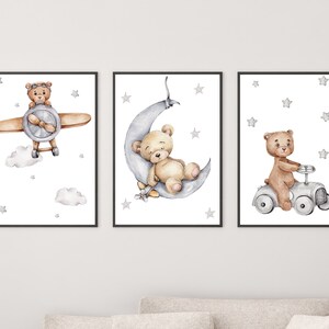 Kinderzimmer Poster Set Premium P705 / Teddybären kuschelig Babyzimmer Wandbild Wandbilder