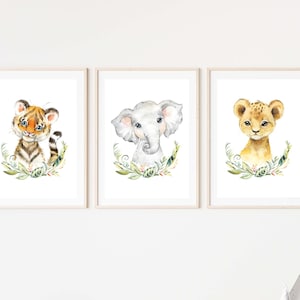 Kinderzimmer Poster Set Premium P711 / Safaritiere Babyzimmer Wandbild Wandbilder