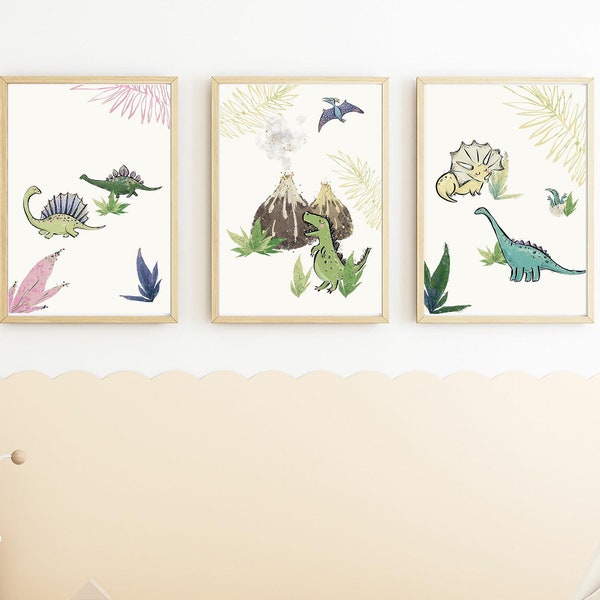 Kinderzimmer Poster Set Premium P725 / Dinosaurier Babyzimmer Wandbild Wandbilder