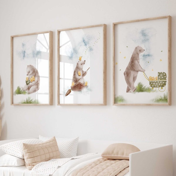 Kinderzimmer Poster Set Premium P780 / Bär Babyzimmer Wandbild Wandbilder