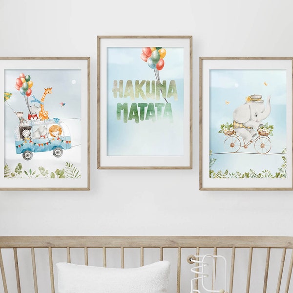 Kinderzimmer Poster Set Premium P754 / Hakuna Matata Babyzimmer Wandbild Wandbilder