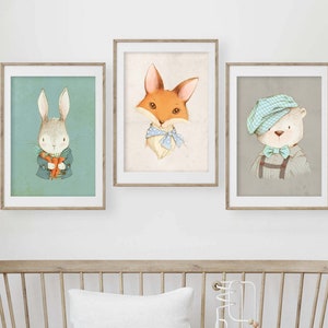 Kinderzimmer Poster Set Premium P758 / Tierportraits Babyzimmer Wandbild Wandbilder