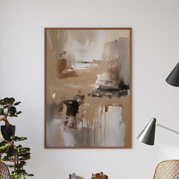 Abstrakte Kunst mit Acryl / beige Töne / Poster Premium AP3067 / Abstract Art / Wandbilder