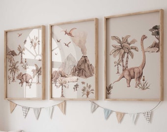 Kinderzimmer Poster Set Premium P789 / Dinosaurier Babyzimmer Wandbild Wandbilder
