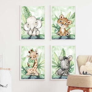 Kinderzimmer Poster Set Premium P717 / Dschungel Babyzimmer Wandbild Wandbilder