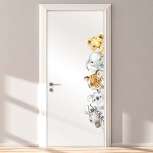 Türsticker Kinderzimmer Baby Leopard, Elefant, Tiger, Koala, Zebra Sticker Tür Aufkleber Babyzimmer Türaufkleber selbstklebend T103