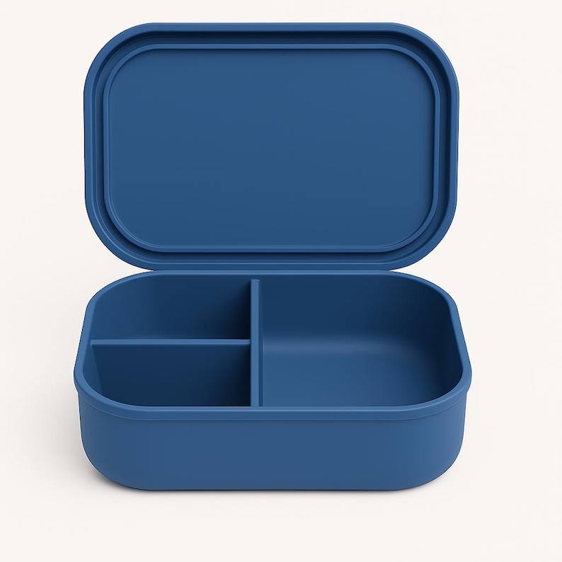Personalized Bento Box for Kids | Back to School Lunch Box | Leakproof Silicone Lunch Container | Toddler Daycare Snack Box Midnight Blue