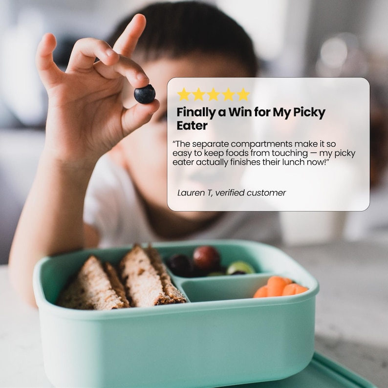 Personalized Bento Box for Kids | Back to School Lunch Box | Leakproof Silicone Lunch Container | Toddler Daycare Snack Box image 5