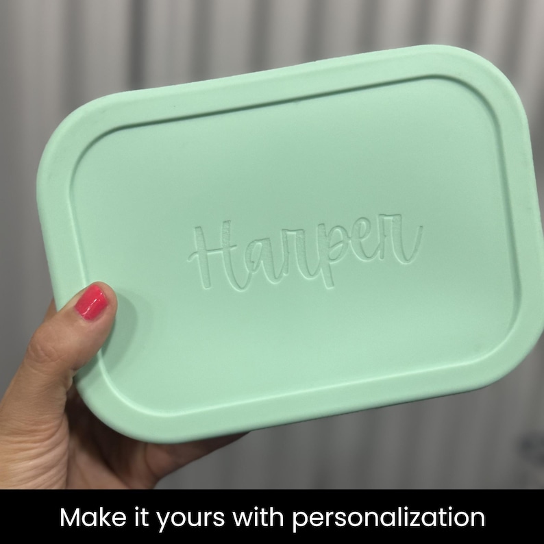 Personalized Bento Box for Kids | Back to School Lunch Box | Leakproof Silicone Lunch Container | Toddler Daycare Snack Box image 12