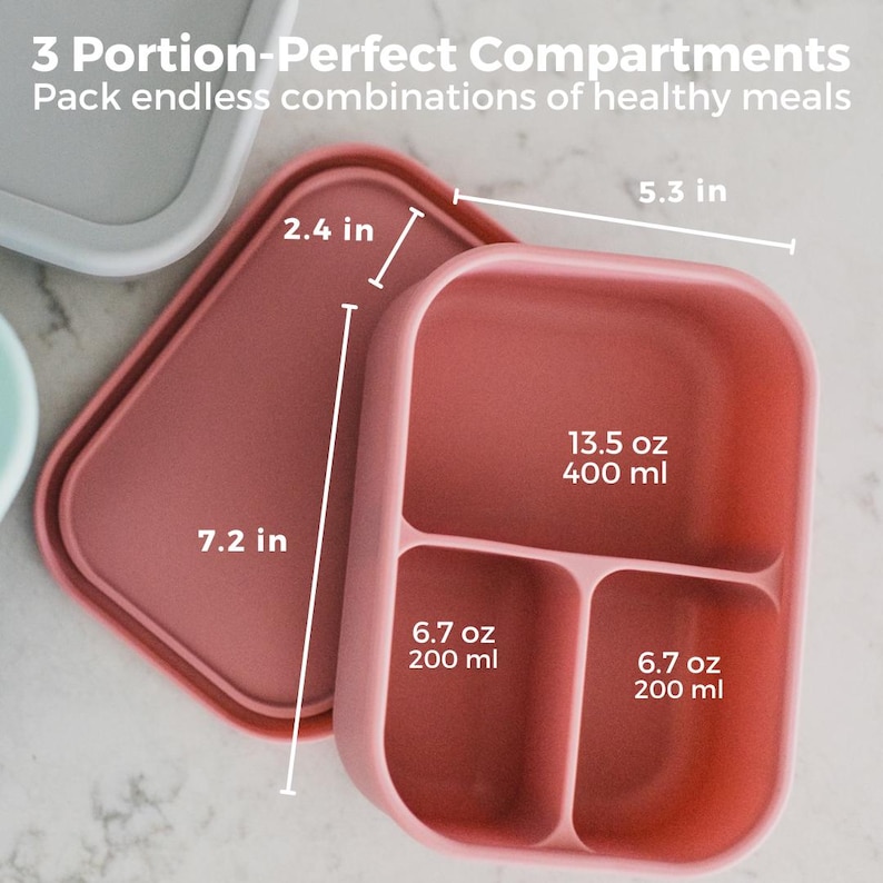 Personalized Bento Box for Kids | Back to School Lunch Box | Leakproof Silicone Lunch Container | Toddler Daycare Snack Box image 7