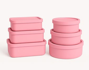 6-Piece Silicone Food Storage Containers – Leakproof Meal Prep Lunch Boxes