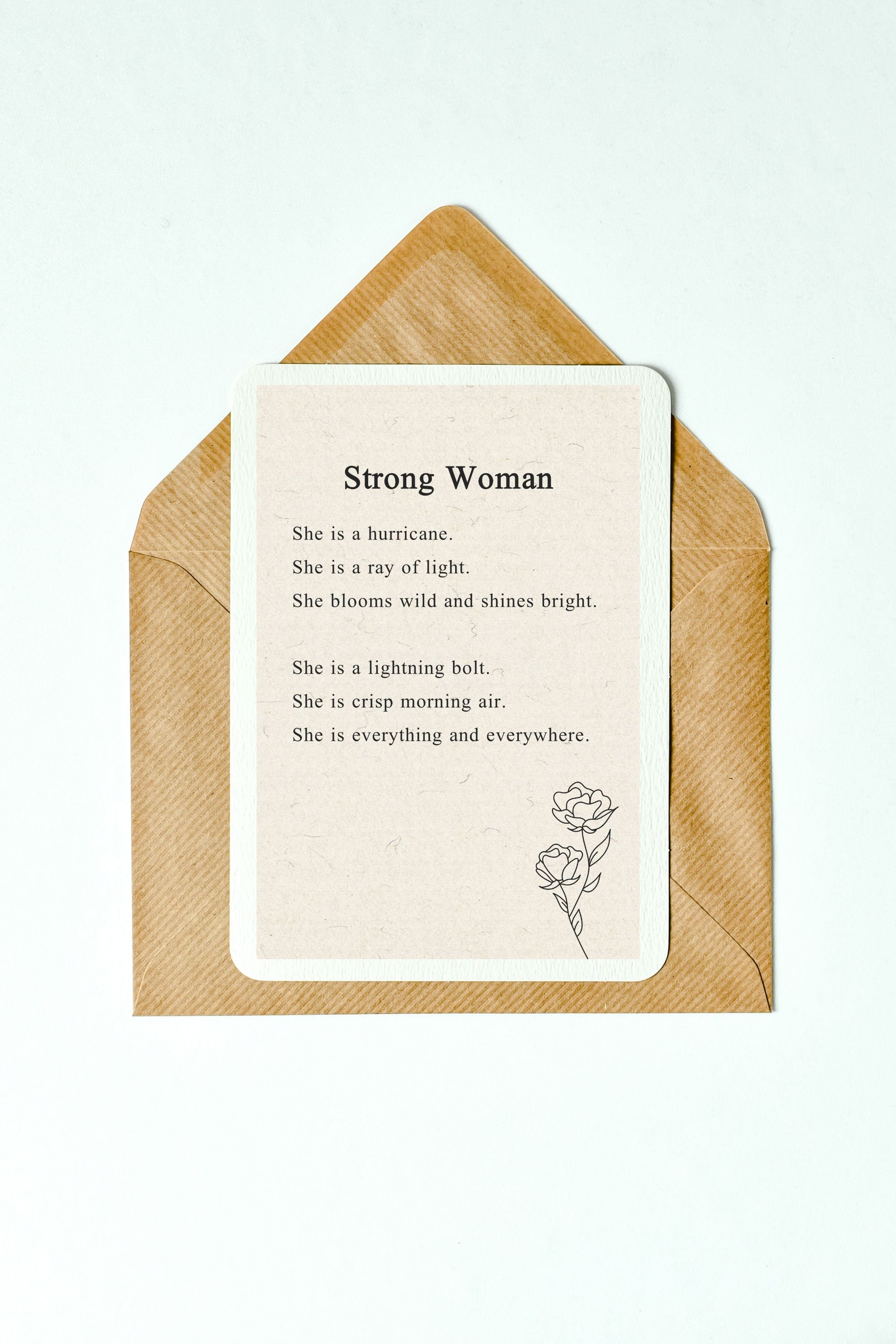 Funeral Short Poem Strong Woman Grief Loss, Printable Poem, Short Funeral Poem, Grief Poem