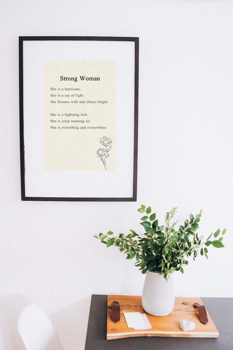 Funeral Short Poem Strong Woman Grief Loss, Printable Poem, Short Funeral Poem, Grief Poem
