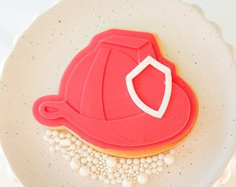 Side Fire Fighter Helmet Cookie Stamp & Cutter