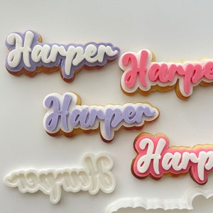 Script Name Cookie Cutter & Fondant Stamp, Debosser, Custom Cookie Stamp, Personalised Name Cookie Stamp, Retro Cookie Stamp,  3d Printed,
