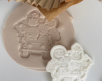 Safari Jeep Cookie Cutter & Fondant Stamp, Debosser, Cub, Safari Cookie Cutter, Jungle Cookies Cutter, Safari Animals Jeep, Car Cookie Stamp