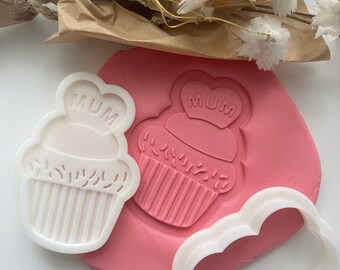 Cupcake for Mum Cookie Cutter and Fondant Stamp, 3D Printed