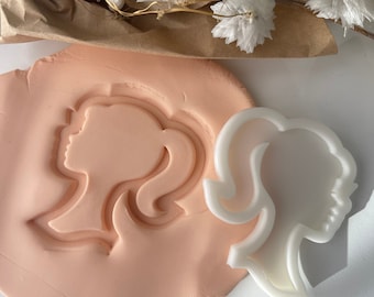 Doll Head Silhouette Cookie Cutter & Fondant Stamp, Debosser, Custom Cookie Stamp,  Cookie Stamp,  Doll Head