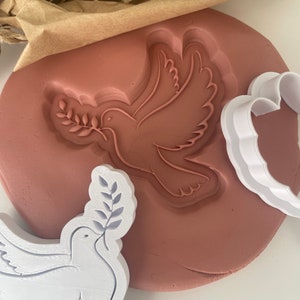 Dove Cookie Cutter & Fondant Stamp, Debosser, Baptism Cookie Stamps, Christening Cookie Stamp, Baby Shower, Wedding, Bridal Showers,